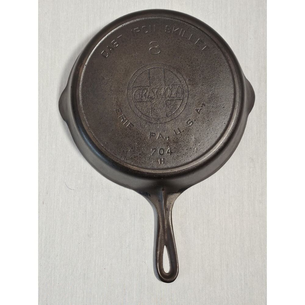 Griswold #8 Cast Iron Skillet - Slant EPU 704H- Seasoned Fully Restored Antique